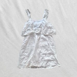 White ruffle tiered mini beachy dress